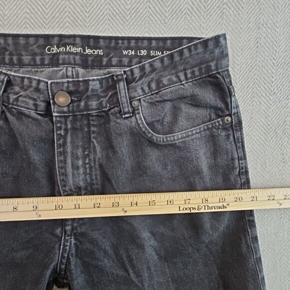 Calvin Klein Jeans Men's W34 L30 Slim Straight Leg Mid-Rise Black Denim EUC - Picture 4 of 16